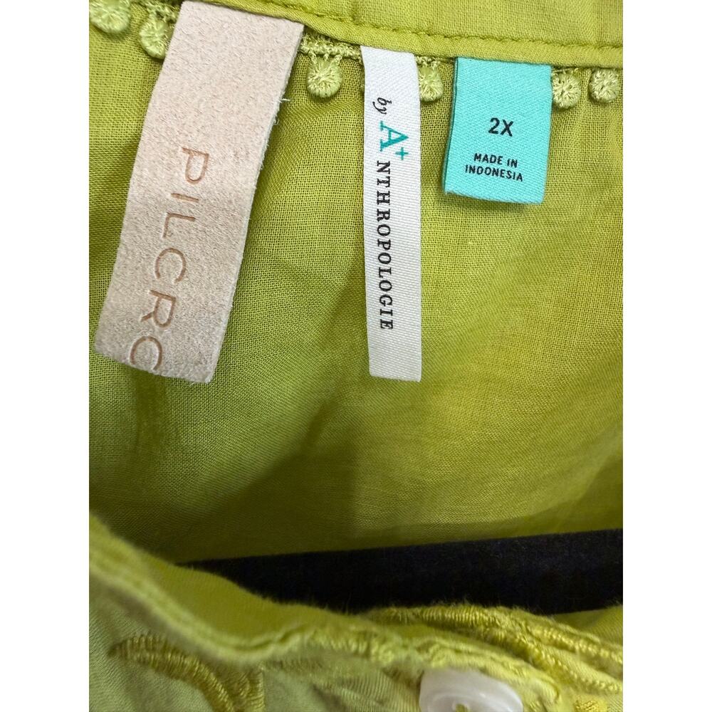 Pilcro Anthropologie Bella Embroidered Buttondown Blouse Line Relax Women's 2X - Picture 9 of 14